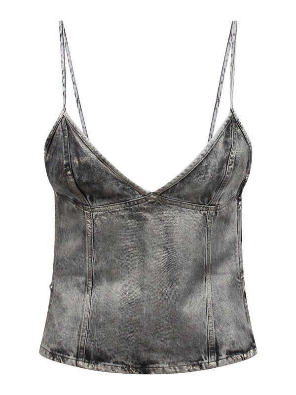 Top Fulsy In Denim Coated Lucido