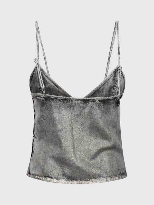 Top Fulsy In Denim Coated Lucido