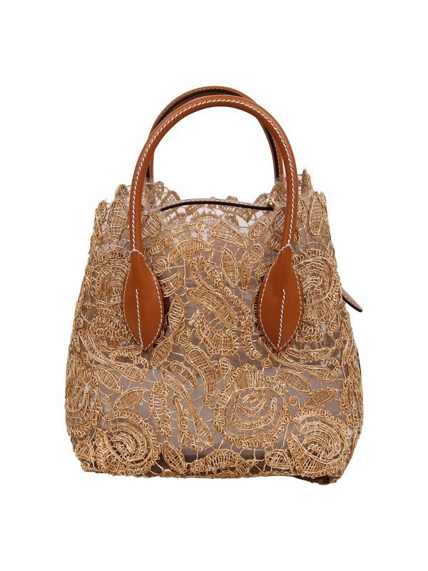 Borsa Mini Maggie In Pizzo Di Rafia Naturale