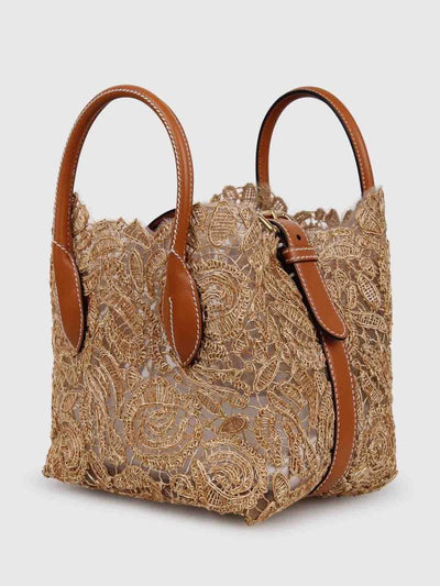 Borsa Mini Maggie In Pizzo Di Rafia Naturale