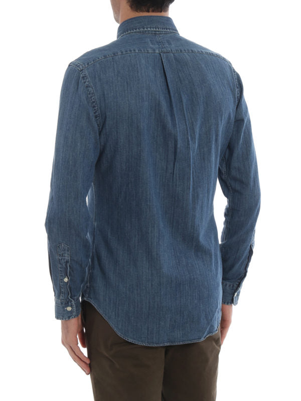Camicia Slim In Denim Colletto Button-down