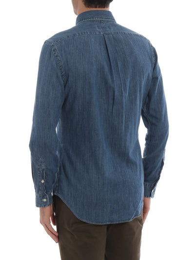 Camicia Slim In Denim Colletto Button-down