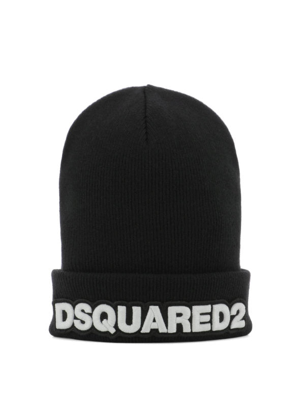Berretto Dsquared2 Nero In Lana A Coste