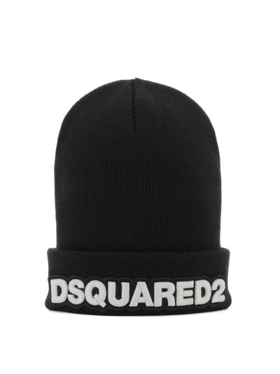 Berretto Dsquared2 Nero In Lana A Coste