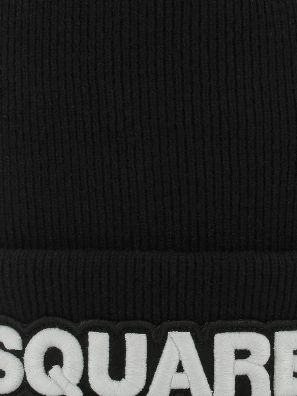 Berretto Dsquared2 Nero In Lana A Coste
