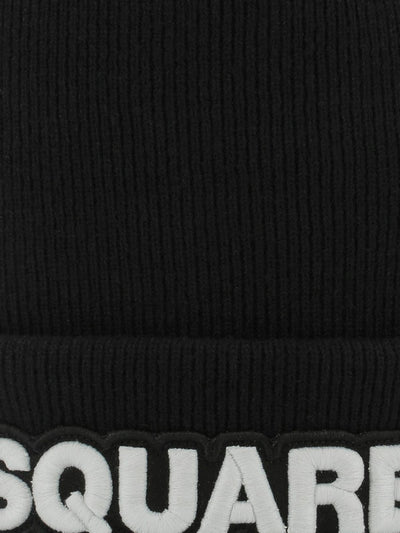 Berretto Dsquared2 Nero In Lana A Coste