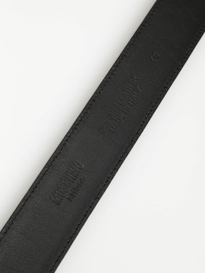 Cintura In Vernice Nera Con Logo Lettering