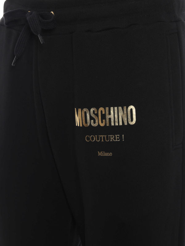 Joggers In Cotone Con Stampa Logo Dorata