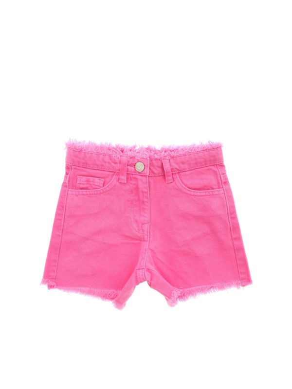 Shorts In Denim Rosa Con Ricamo Bugs Bunny