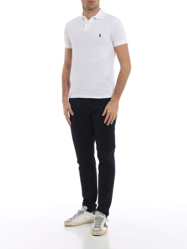 Polo In Cotone Piqué Bianco