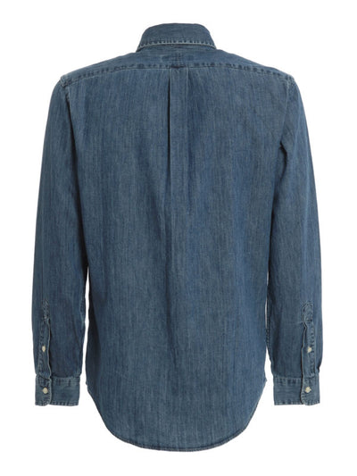 Camicia In Denim Con Ricamo Logo