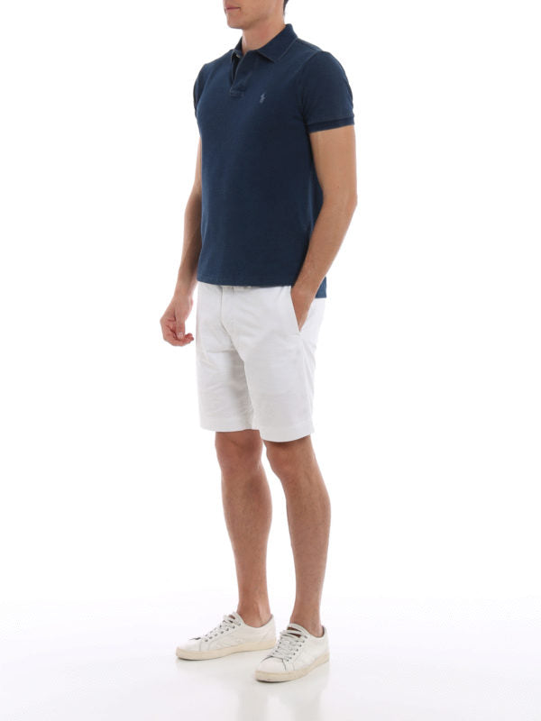 Pantaloni Corti In Cotone Stretch Blu Bianco Polo Ralph Lauren