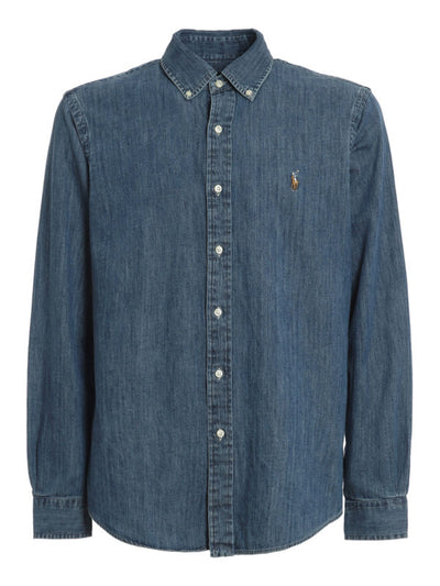 Camicia In Denim Con Ricamo Logo