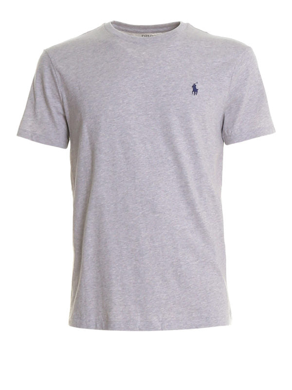T-shirt In Jersey Melange Con Logo Ricamato