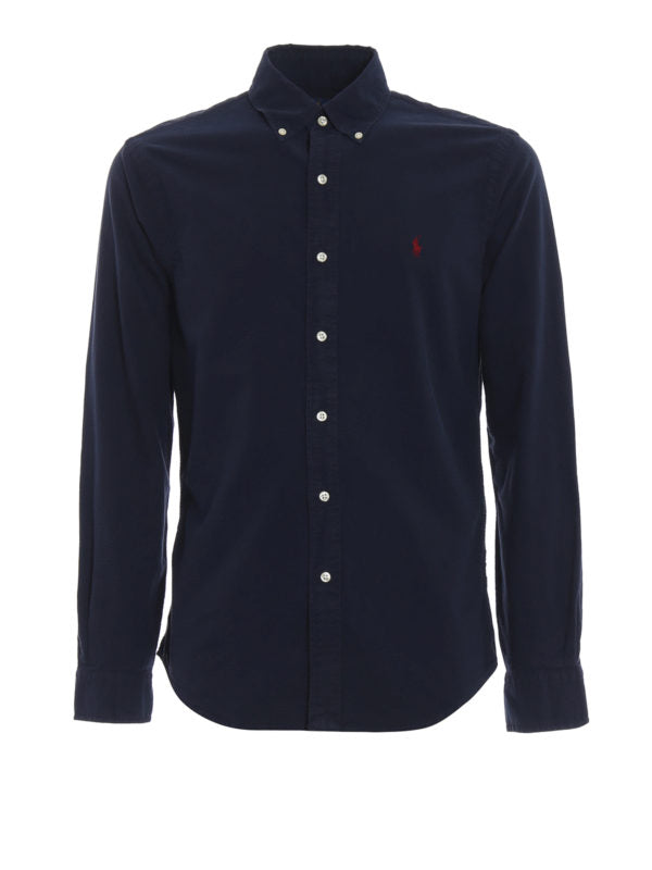 Camicia Blu Slim Con Collo Button-down