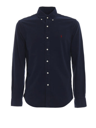 Camicia Blu Slim Con Collo Button-down