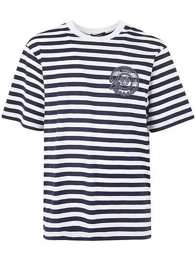T-shirt Striped Jersey Fabric + Embroidered Versace Nautical Emblem