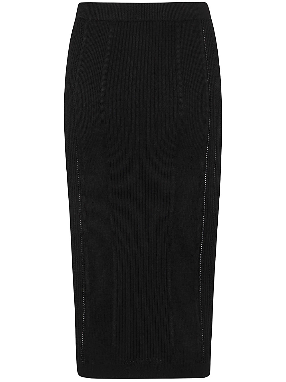 High Waist Five Button See Through Knit Midi Skirt