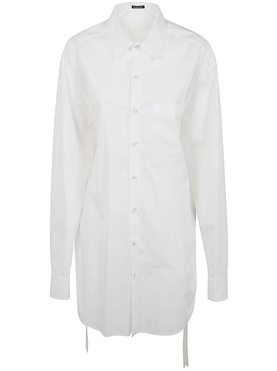 Dete Fluid Belting Long Shirt Popeline White