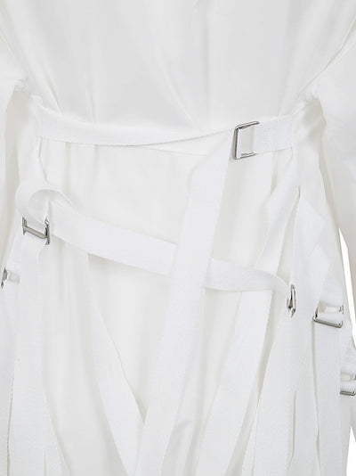 Dete Fluid Belting Long Shirt Popeline White