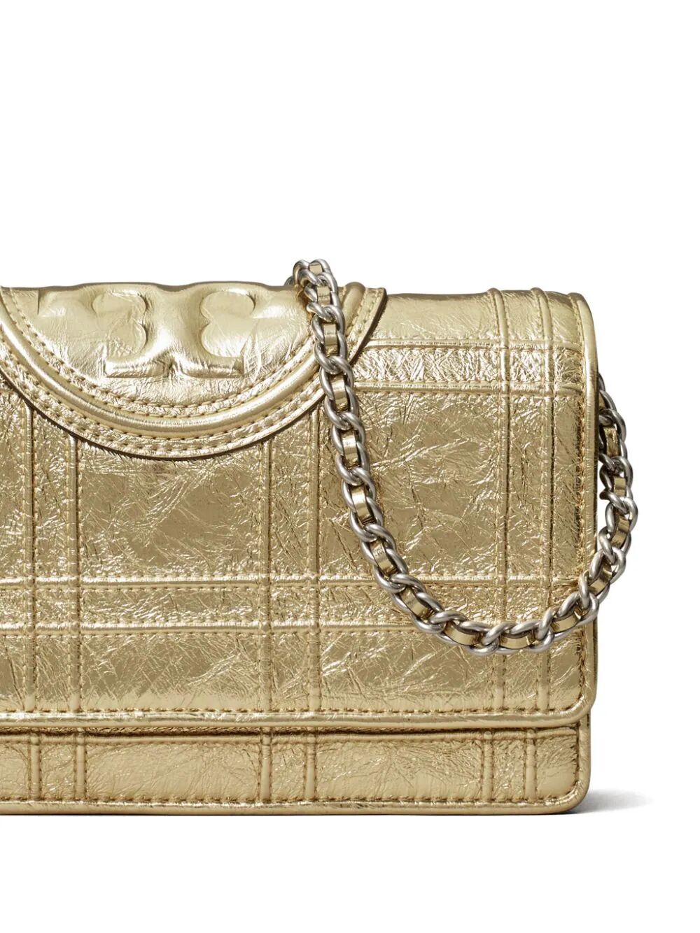 Fleming Soft Metallic Square Quilt Chain Wallet