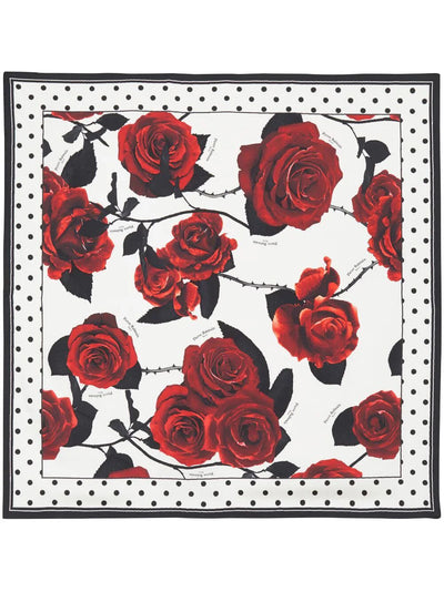 Red Roses & Polka Dots Scarf 90x90