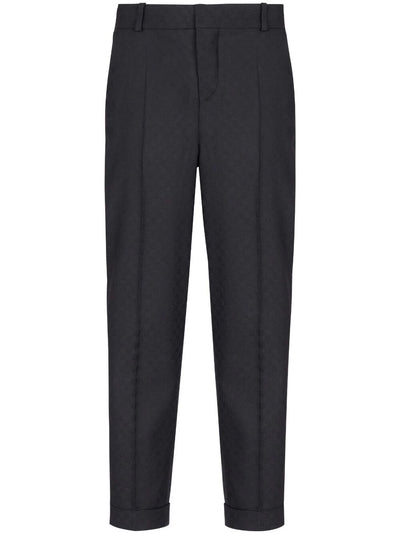 Monogram Jacquard Straight Wool Pants
