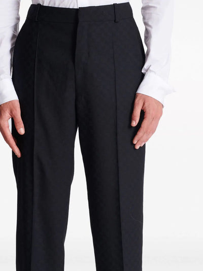 Monogram Jacquard Straight Wool Pants