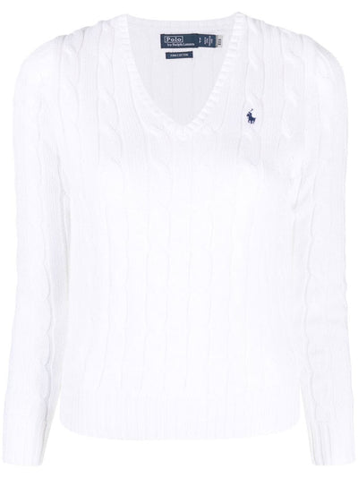 V Neck Braided Sweater