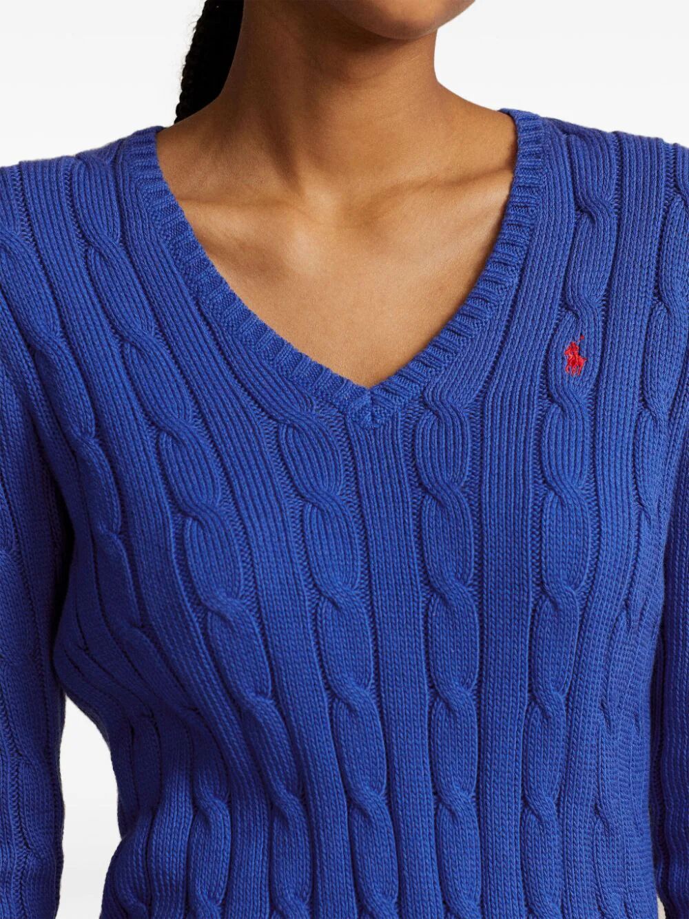 V Neck Braided Sweater