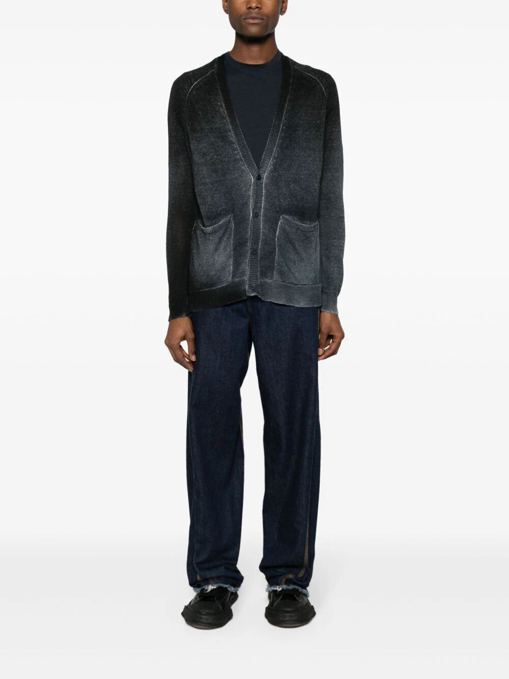 V Neck Cardigan With Shadows