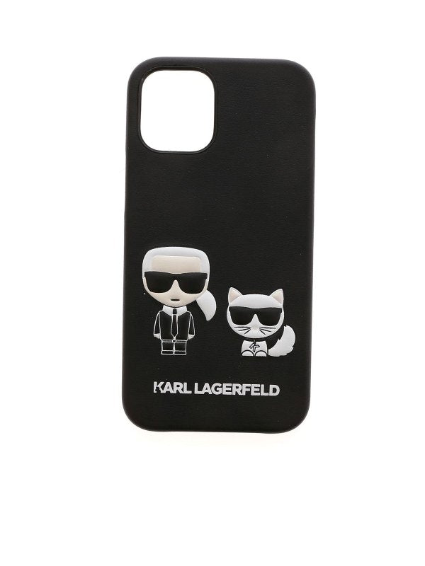 Cover Iphone 12mini Karl E Choupette Nera