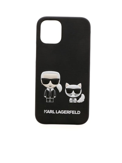 Cover Iphone 12mini Karl E Choupette Nera