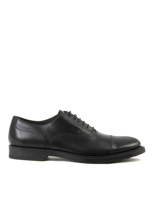 Oxford In Pelle Nera Con Logo