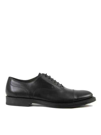 Oxford In Pelle Nera Con Logo