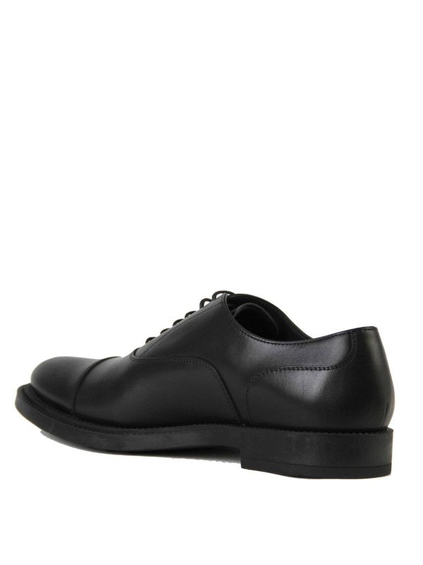 Oxford In Pelle Nera Con Logo