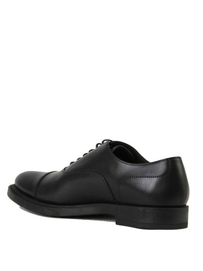 Oxford In Pelle Nera Con Logo