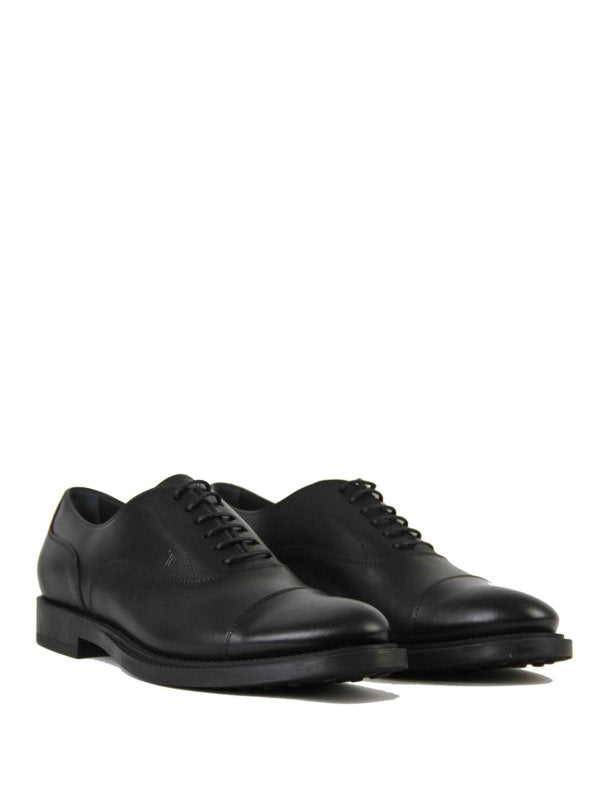 Oxford In Pelle Nera Con Logo