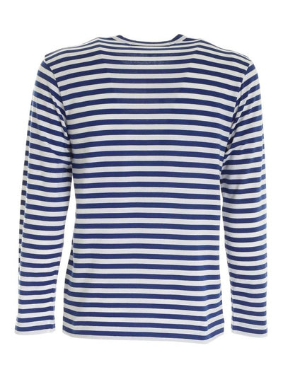 T-shirt Manica Lunga A Righe Blu E Bianca