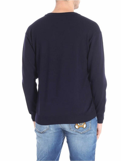 Pullover Blu Girocollo Ricamo Teddy Bear
