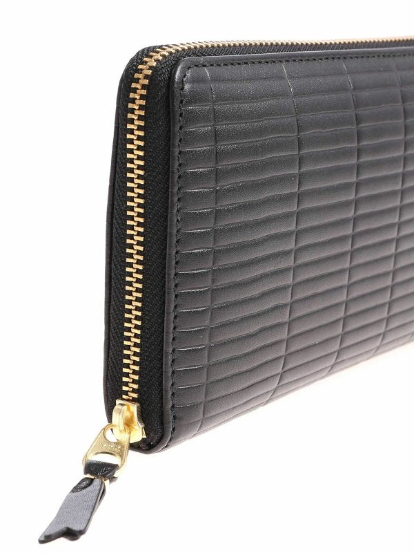 Portafoglio Nero Zip Around Lavorazione Retta