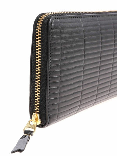 Portafoglio Nero Zip Around Lavorazione Retta