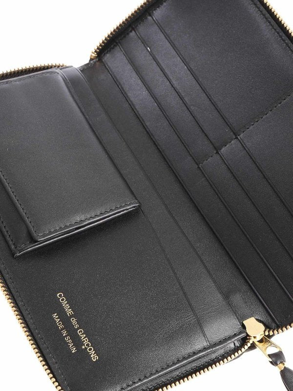 Portafoglio Nero Zip Around Lavorazione Retta