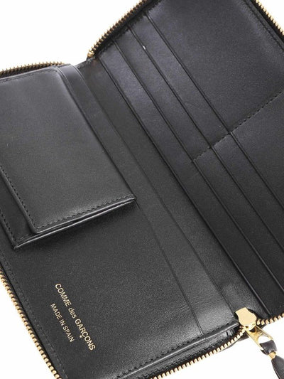 Portafoglio Nero Zip Around Lavorazione Retta