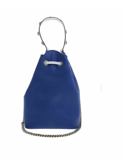 Borsa A Secchiello In Pelle Blu Con Tracolla