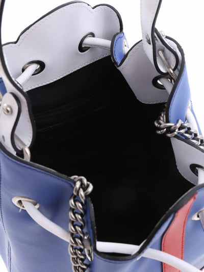 Borsa A Secchiello In Pelle Blu Con Tracolla