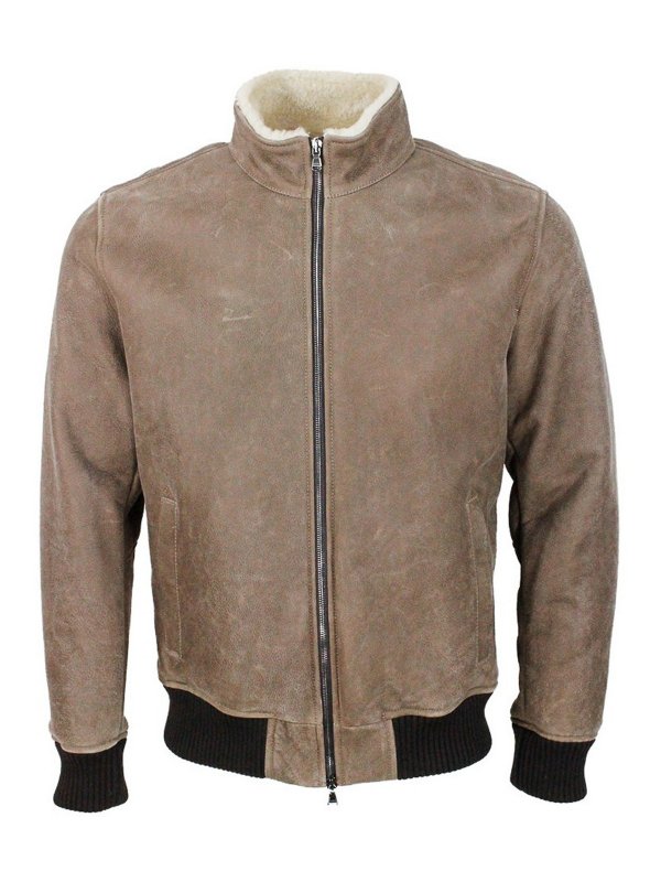 Giubbotto In Shearling Con Polsini A Costine