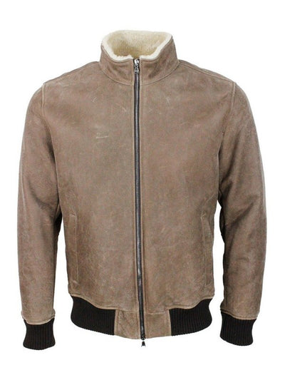 Giubbotto In Shearling Con Polsini A Costine