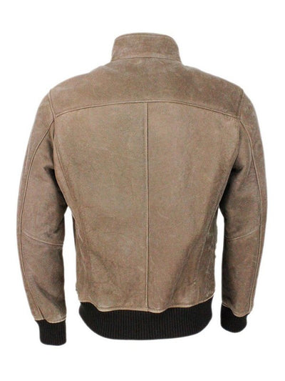 Giubbotto In Shearling Con Polsini A Costine