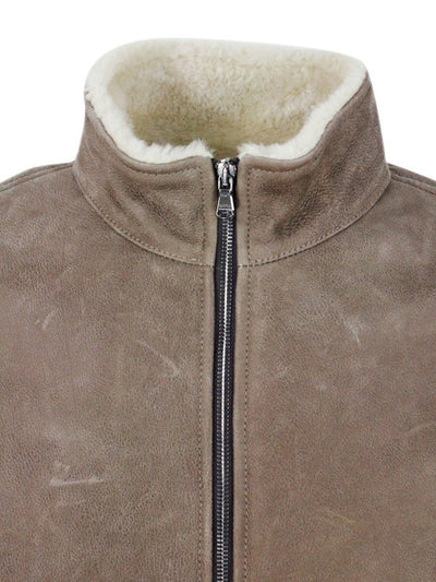 Giubbotto In Shearling Con Polsini A Costine